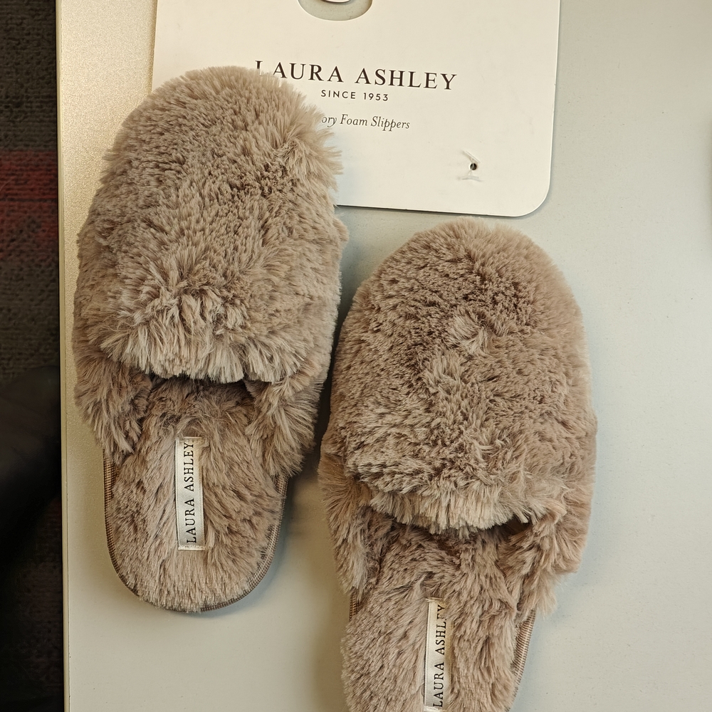 Laura Ashley Women's Black Slippers with Memory Foam